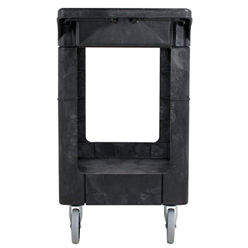 Rubbermaid Commercial Products 2-Shelf Utility/Service Cart, Small, Flat Shelves, Storage Handle, 500 lbs. Capacity, for Warehouse/Garage/Cleaning/Manufacturing - size: Small 2-Shelf, style: Flat Handle