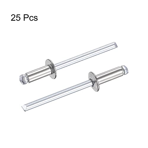 uxcell Blind Rivets, 304 Stainless Steel Pull Rivets Core Decoration Rivets 4mm Diameter 10mm Grip Length Silver Tone, 25pcs - size: 4mm x 10mm