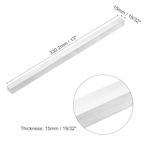 MECCANIXITY Square Aluminum Flat Bar, 19/32" (15mm) Thick x 19/32" (15mm) Width x 13" (330.2mm) Long 6063 Aluminum Flat Plate Solid New Mill Stock Silver for Industrial Building - size: 19/32" x 19/32" x 13"