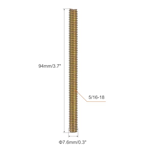 uxcell 10pcs Fully Threaded Rods 5/16x3-3/4 All Thread Studs Long Threaded Screw Carbon Steel for Furniture Garden Railing Mounting Assembly Fastening Frame Connection Colorful Zinc - size: 5/16x3-3/4"