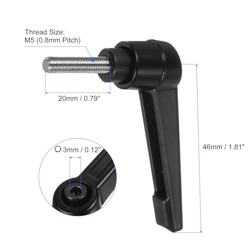 uxcell 4pcs Clamping Lever Handles, M5 x 20mm 304 Stainless Steel Threaded Male Stud, Adjustable Handles Locking Quick Release Ratchet Push Button Bolt Knobs, Black - size: M5 x 20mm
