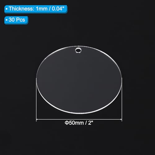 PATIKIL 2" Dia. Acrylic Circles, 30 Pack Round Clear Plastic Sheet Ornament Cake Disk Transparent Blank Sign Decoration for Crafting Painting DIY Christmas - size: 2"
