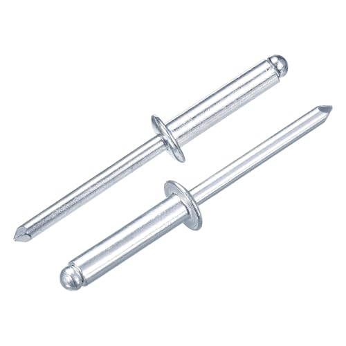 uxcell 100Pcs 3/16" x3/4" Aluminum Blind Rivets, Aluminum Grip and Steel Mandrel, Dome Head Long Split Rivets for Metal, Furniture, Automotive, Silver - size: 3/16"x3/4"