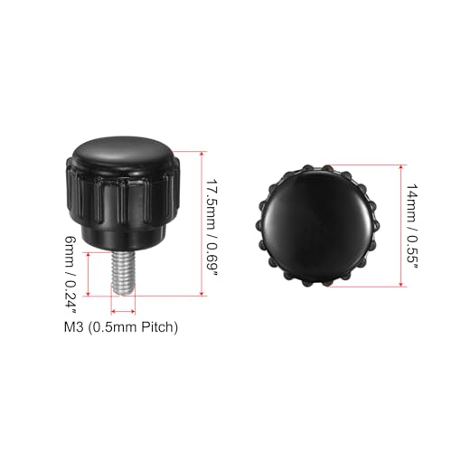 uxcell 8pcs Knurled Clamping Knobs M3 x 6mm Metric Male Thread 14mm Head - size: M3 x 6mm x 14mm