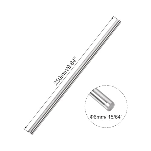 uxcell 6mm x 250mm 304 Stainless Steel Solid Round Rod for DIY Craft - 2pcs - size: 6 mm x 250 mm