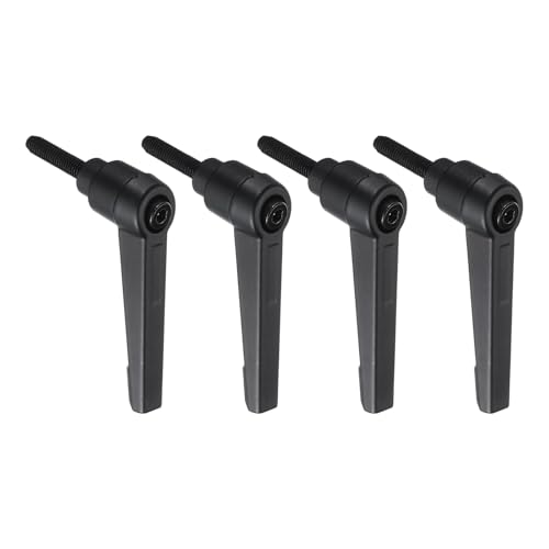 uxcell 4pcs Lever Adjustable Handles M5 x 20mm Metric Male Thread with Nuts Washers, Level Clamping Handle Set Hand Stud Knobs Rotating Screw Handles Bolts with Locking Lever, Black - size: M5 x 20mm