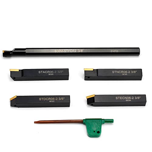 OSCARBIDE 3/8" Shank Lathe Turning Tool Set TCMT21.51 Inserts,5-Piece
