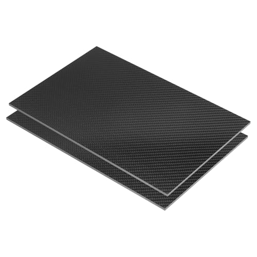 MECCANIXITY 2 Pcs 3K Carbon Fiber Plate Panel Sheets, 300 x 200 x 4mm Carbon Fiber Board Plate Flexible for RC Aircraft, Model Car, Auto Parts (Twill Bright) - size: 300 x 200 x 4mm