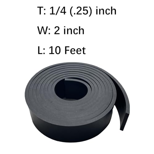 Thick Neoprene Rubber Strip Roll 1/4 (.25)" Thick X 2" Wide X 10'Long - size: 2"X10'X1/4"
