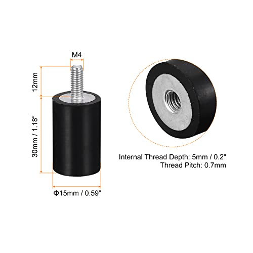 uxcell Rubber Mounts 8pcs M4 Male/Female Vibration Isolator Shock Absorber, for Garage Motor Air Compressor Car Boat Bobbins, D15mmxH30mm - size: M4x15mmx30mm