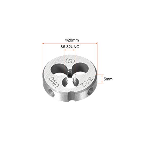 uxcell 8-32 UNC Round Die, Machine Thread Right Hand Threading Die, Alloy Steel Screw Thread Cutting Die - size: 8#-32 UNC