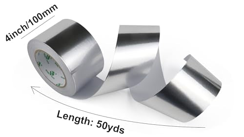 BOMEI PACK Aluminum Foil Tape - 4 Inch x 50 Yards - 3.2mil Heavy Duty Metal Duct Tape, Aluminum HVAC Tape for Sealing & Patching, Air Ducts, Insulation Metal Repair, Professional Grade - size: 100mm