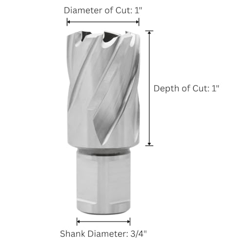 Accusize HSS Annular Cutter 1 x 1 in Cutting Depth, 3/4" Weldon Shank - size: Dia of Cut: 1 in., 3/4 in. Weldon Shank