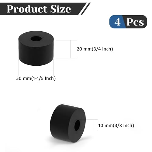 4 PCS Multi Purpose Rubber Spacer, 1-1/5" OD x 3/8" ID x 3/4" Thickness - size: 1-1/5" OD x 3/8" ID x 3/4" Thickness