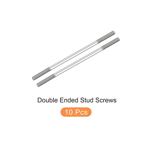 METALLIXITY Double Ended Stud Screws (M4 Thread 80mm Length) 10pcs, 304 Stainless Steel Dual Threaded Rod Bolts - for House Maintenance - size: M4x80mm