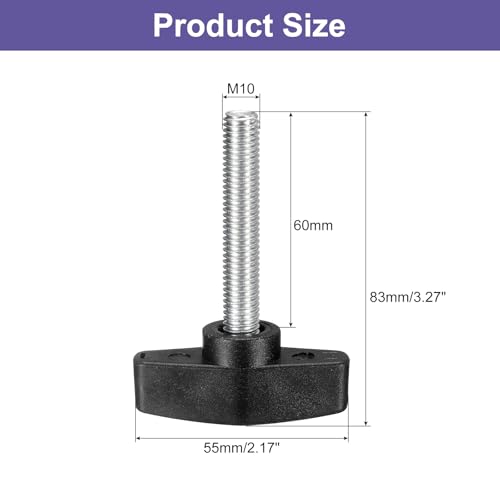 uxcell 2Pcs Clamping Screw Knob, M10 x 60mm Metric Carbon Steel t Shaped Thumb Screws Handle for Quick Remove Hand Tightening Knob Replacement - size: M10 x 60mm