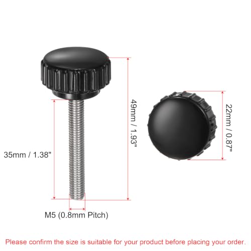 uxcell 6pcs Knurled Clamping Knobs M5 x 35mm Metric 304 Stainless Steel Male Thread Thumb Screw on Type 22mm Plastic Round Head Threaded Hand Bolt Stud Knobs Black - size: M5 x 35mm x 22mm