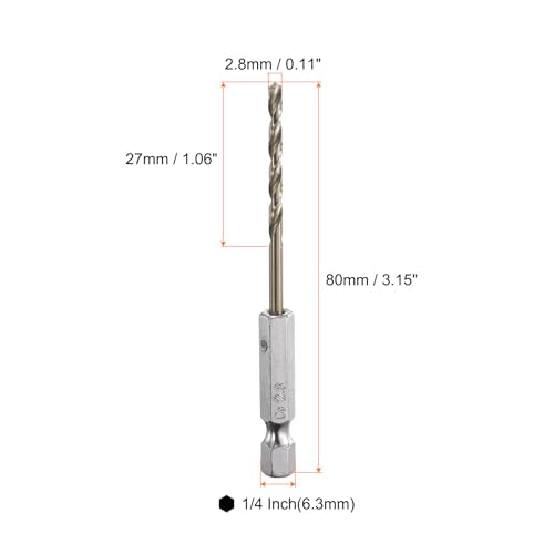 HARFINGTON 4pcs M35 High Speed Steel Cobalt Twist Drill Bit 2.8mm/0.04" Dia with Quick Change 1/4" Hex Shank Jobber Drill Bit for Metal, Steel, Copper, Aluminum, Zinc Alloy - size: 2.8mm