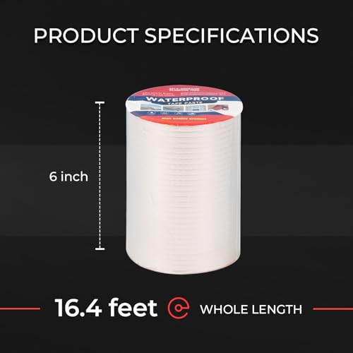 Butyl Waterproof Tape 6" W X 16.4' L Aluminum Foil Tape with Butyl Rubber Adhesive, Aluminum Rubber Tape for Window Caulking, Boat Sealing, Roof Patching, Silver - size: 6" W X 16.4' L