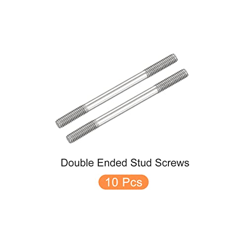 METALLIXITY Double Ended Stud Screws (M4 Thread 55mm Length) 10pcs, 304 Stainless Steel Dual Threaded Rod Bolts - for House Maintenance - size: M4x55mm