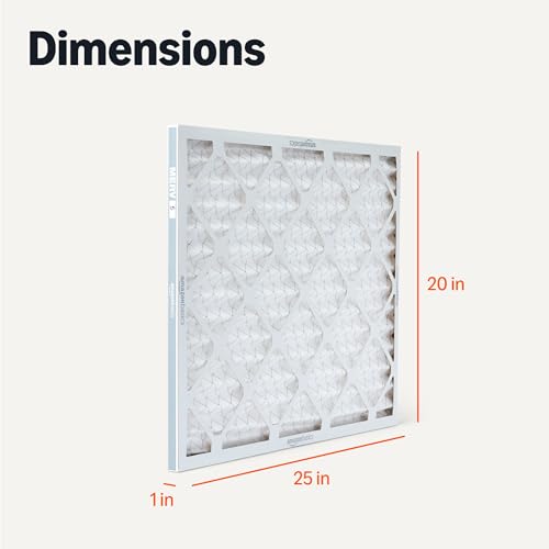 Amazon Basics MERV 5 AC Furnace Air Filter, 20x25x1 inches, 6-Pack (Actual size: 19.75" x 24.75" x 0.75") - style: Merv 5