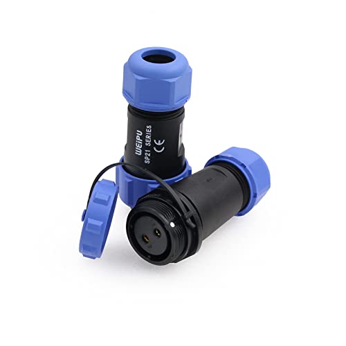SZRMCC SP21 Waterproof Connector IP68 Circular Aviation Plug Socket in Line High Voltage Industrial Power Cable Connector for LED Lighting/Marine/Automotive Outdoor Devices (2Pin 30A) - size: 2Pin 30A