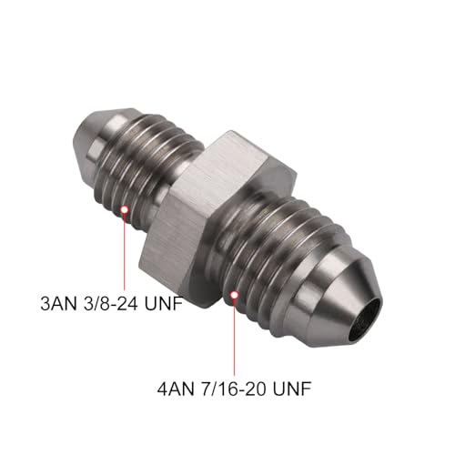 3AN Male to 4AN Male Stainless Steel Brake Clutch Fuel Oil Fitting Adapter Coupler - size: 3AN to 4AN