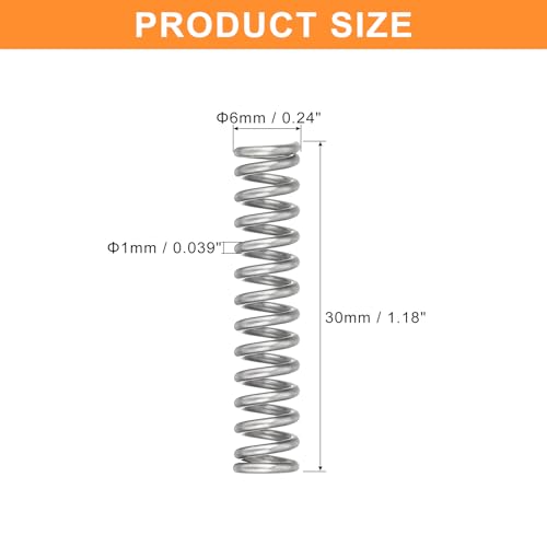 uxcell 5Pcs Compression Spring, Wire Diameter 0.039", OD 0.24", Free Length 1.18" 304 Stainless Steel Coil Mechanical Compressed Spring, Silver - size: 0.039" x 0.24" x 1.18"