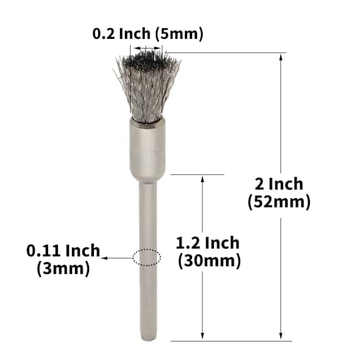 60-Piece Wire Brush Set - Metal Rust Removal, Polishing, Cleaning - Shaft 1/8″ (3mm) - Removes Burrs, Dust, and Oxide Layer - Handles Rough Surfaces - Designed for Industrial and DIY Enthusiasts - style: Set of 60 Wire Brushes