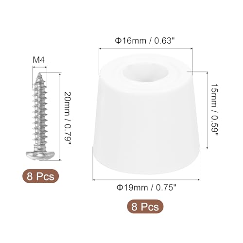 uxcell 8Pcs Rubber Bumper Feet, 0.59" H x0.75 W Round Pads with Stainless Steel Washer and Screws for Furniture, Appliances, Electronics - size: 0.59" H x0.75" W