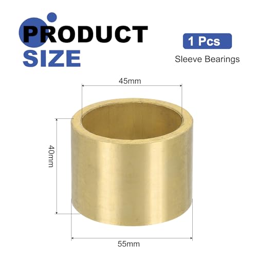 uxcell Sleeve Bearings, 45mm Bore x 55mm OD x 40mm Length, Self-Lubricating Sintered Bronze Bushings - size: 45mm Bore x 55mm OD x 40mm Length