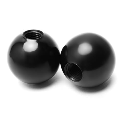 2Pcs 2" Threaded Ball Knobs, M16 Female Thread Machine Handle Black