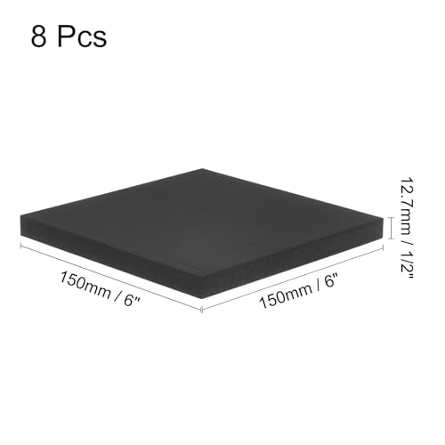 uxcell 8pcs Rubber Padding Sheets 1/2 Inch Thick x 6 Inch Long Square Neoprene Foam Sheet Non-Slip Anti Vibration Pads, Anti-Skid Noise - size: 1/2" Thick, 6" Length