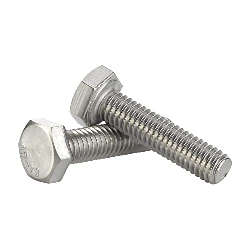 Mellewell M8 x 35mm Hex Head Screw Bolts, Fully Threaded, Stainless Steel 18-8, Plain Finish, Quantity 15 - size: M8-1.25 x 35mm
