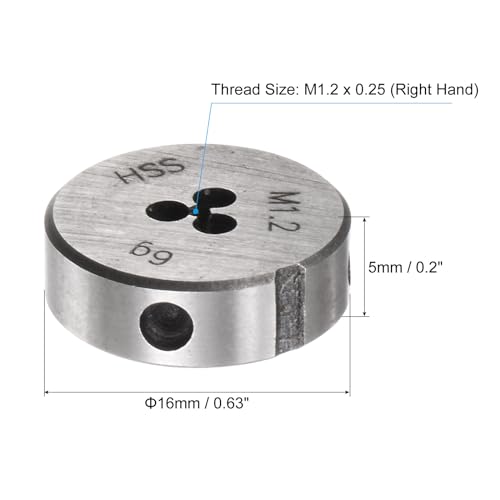 uxcell Round Threading Dies, Metric M1.2 x 0.25 Thread (Right Hand), High Speed Steel (HSS) Screw Cutting Die Repair Tool - size: M1.2 x 0.25