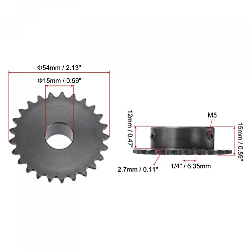 uxcell 25 Tooth Roller Sprocket B Type #25 Chain Single Strand 15mm Bore - size: 15mm