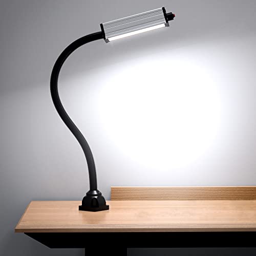 Magnetic Work Light, LED Machine Light with 44 LEDs, Waterproof with 19 Inch Gooseneck, IP66 Rating, 800 Lumen, 120 Volt for Lathe Machine Tools - size: 800 lumens + Magnetic Base + Two-Pin Plug
