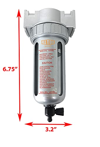 3/8" NPT MID FLOW Particulate Filter/Water Trap For Air Compressor Compressed Air Lines, 5u With Poly Bowl And Metal Bowl Guard (MANUAL DRAIN) - color: 88 Cfm, 150 Psi (Manual Drain), size: 3/8" NPT