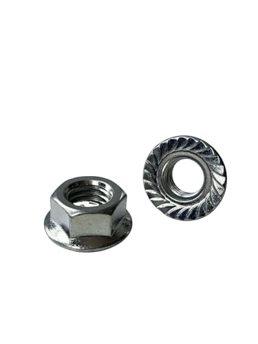 (50 Pcs) 1/2"-13 Hex Serrated Flange Nuts Case Hardened Zinc Clear Trivalent