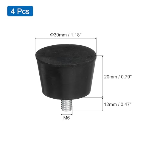 uxcell 4Pcs Thread Adjustable Levelling Feet, 1.18" x 0.79" Rubber Furniture Feet with M6 x 12mm Studs for Table Chair Feet Floor Protector, Black - size: 1.18" x 0.79", M6 x 12mm