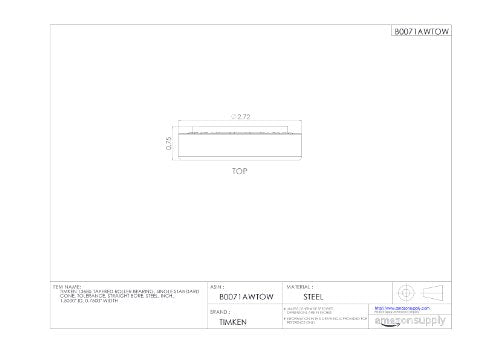 Timken 13685 Tapered Roller Bearing, Single Cone, Standard Tolerance, Straight Bore, Steel, Inch, 1.5000" ID, 0.7500" Width