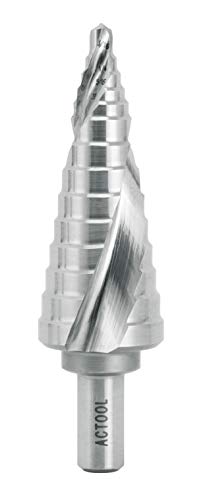 Industrial HSS Step Drill Bit 3/16'' to 1'' with 3/8'' Shank, Unibit Double Spiral Flute with 14 Step Size for Metal, Stainless Steel, Aluminum, Plastic - size: 3/16''- 1''