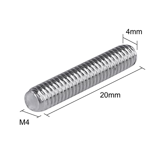 Pack of 50 M4 x 20mm Length 304 Stainless Steel Fully Threaded Rod Bar Studs Silver Tone