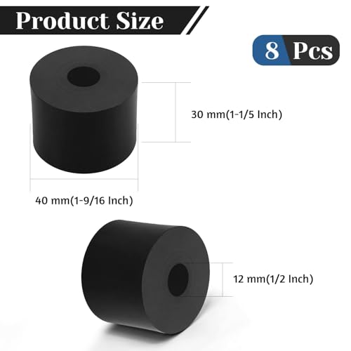 8 PCS Multi Purpose Rubber Spacer, 1-9/16" OD x 1/2" ID x 1-1/5" Thickness - size: 1-9/16" OD x 1/2" ID x 1-1/5" Thickness