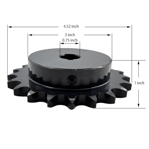 #50 Roller Chain Sprocket Type B 3/4 inch Bore 21 Tooth, Hardened Antirust 1045 Steel Drive Sprockets 50B21-3/4