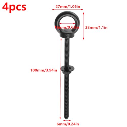 Antrader M6 Eye Bolt,M6 x 100mm Long Mechanical Eye Bolts,Black - size: M6 x 100mm