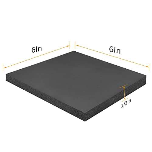 DGSL 10 Pcs Foam Sheets Self Adhesive, 1/2 in Thick X 6 in X 6 in Closed Cell Foam Pad Neoprene Rubber Sheets Non-Slip Insulation Pads Vibration for Furniture Crafts Cars - size: 6" x 6" x 1/2"
