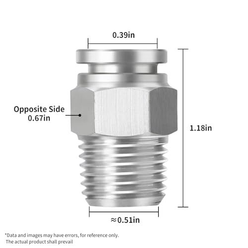 PNEUMATIC 304 Stainless Steel Male Straight 3/8 Inch Tube OD x 1/4 Inch NPT Thread Push to Connect Fittings (Pack of 5) - size: 3/8"OD x 1/4"NPT