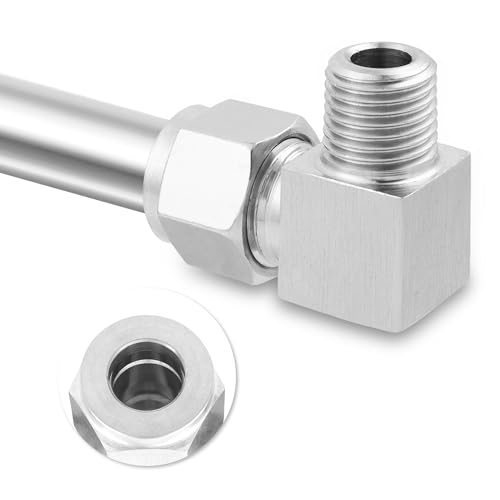 Yoebor Stainless Steel Compression 90 Degree Male Elbow 3/8" OD x 3/8" MNPT - size: 3/8" OD x 3/8" Mnpt