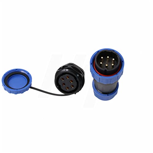 TY28 6 Pin 25A Aviation Waterproof Connector Male Female 12ga Wire Plug Socket Screw-Crimp Solder-Free Quick-Disconnect for Power Device Automotive - color: Panel Mount, size: 6 Pin 25A